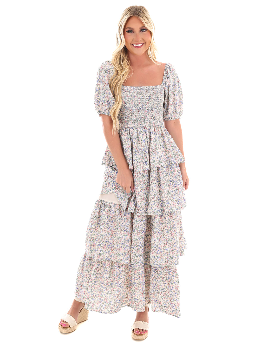 Sunday Funday Floral Ruffle Maxi Dress