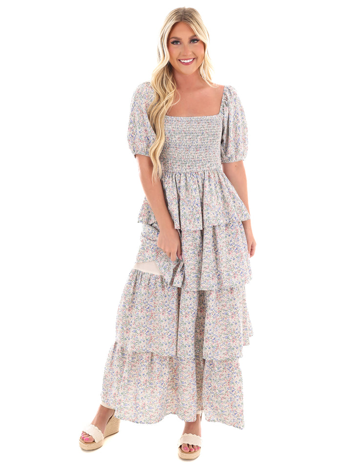 Sunday Funday Floral Ruffle Maxi Dress