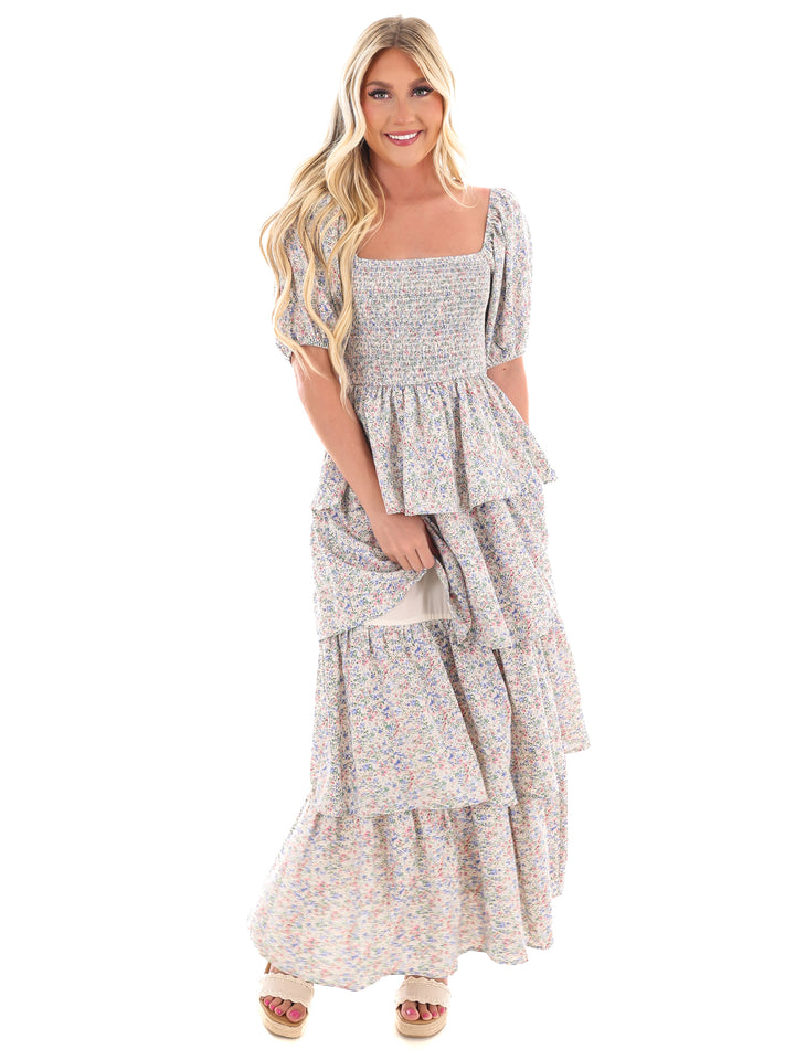 Sunday Funday Floral Ruffle Maxi Dress