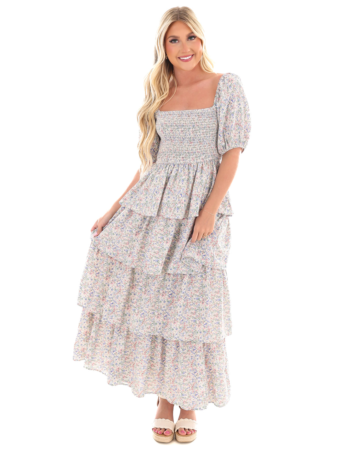 Sunday Funday Floral Ruffle Maxi Dress