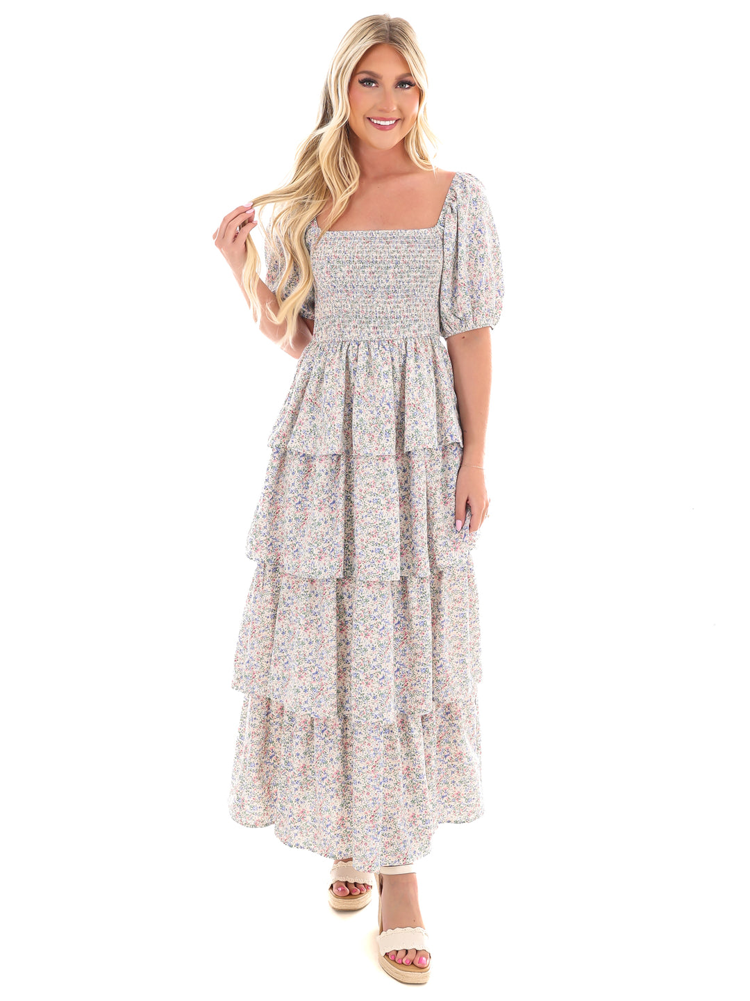 Sunday Funday Floral Ruffle Maxi Dress