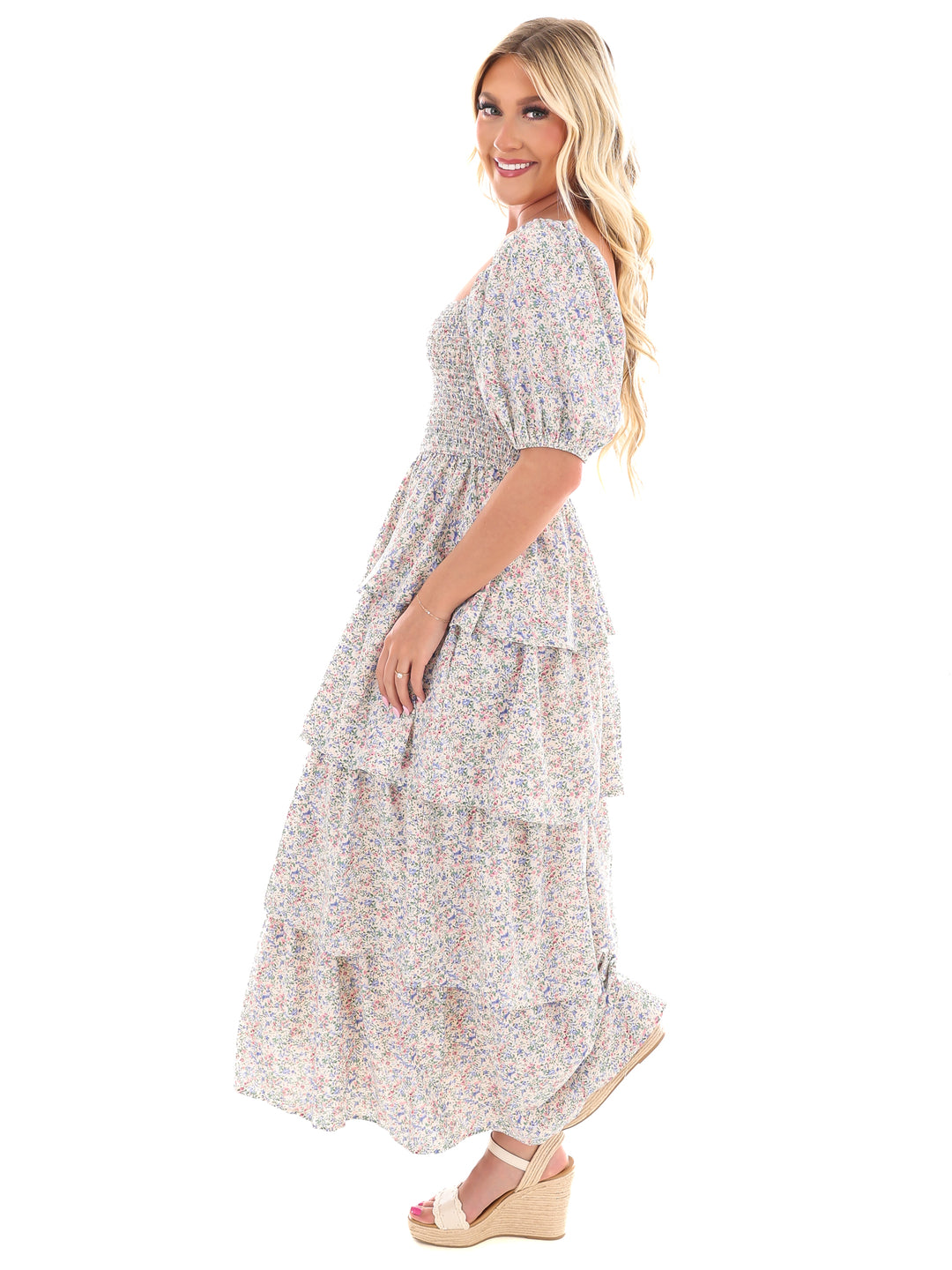 Sunday Funday Floral Ruffle Maxi Dress