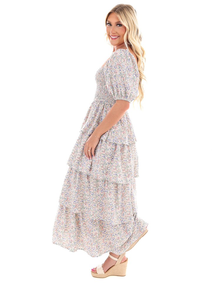 Sunday Funday Floral Ruffle Maxi Dress