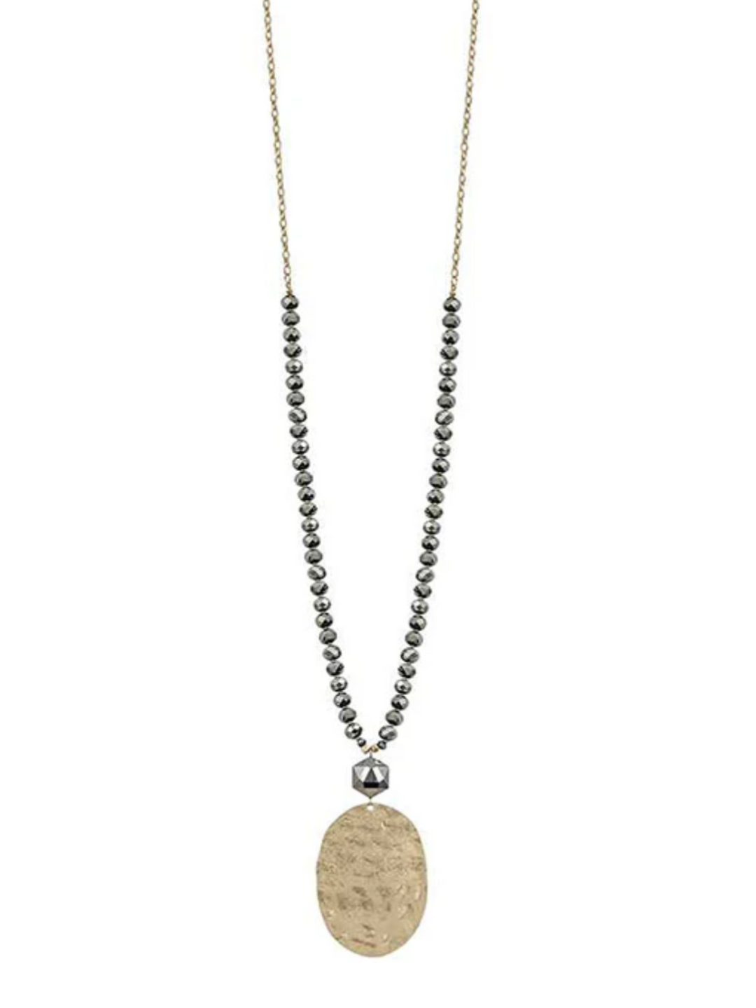 Oval Hammered Metal Necklace