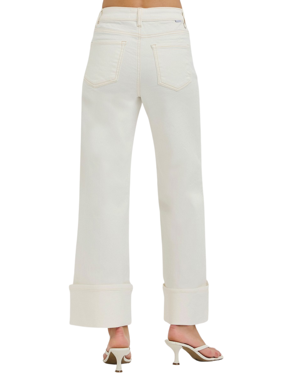 Lonely No More Tummy Control Crop Wide Leg Jeans