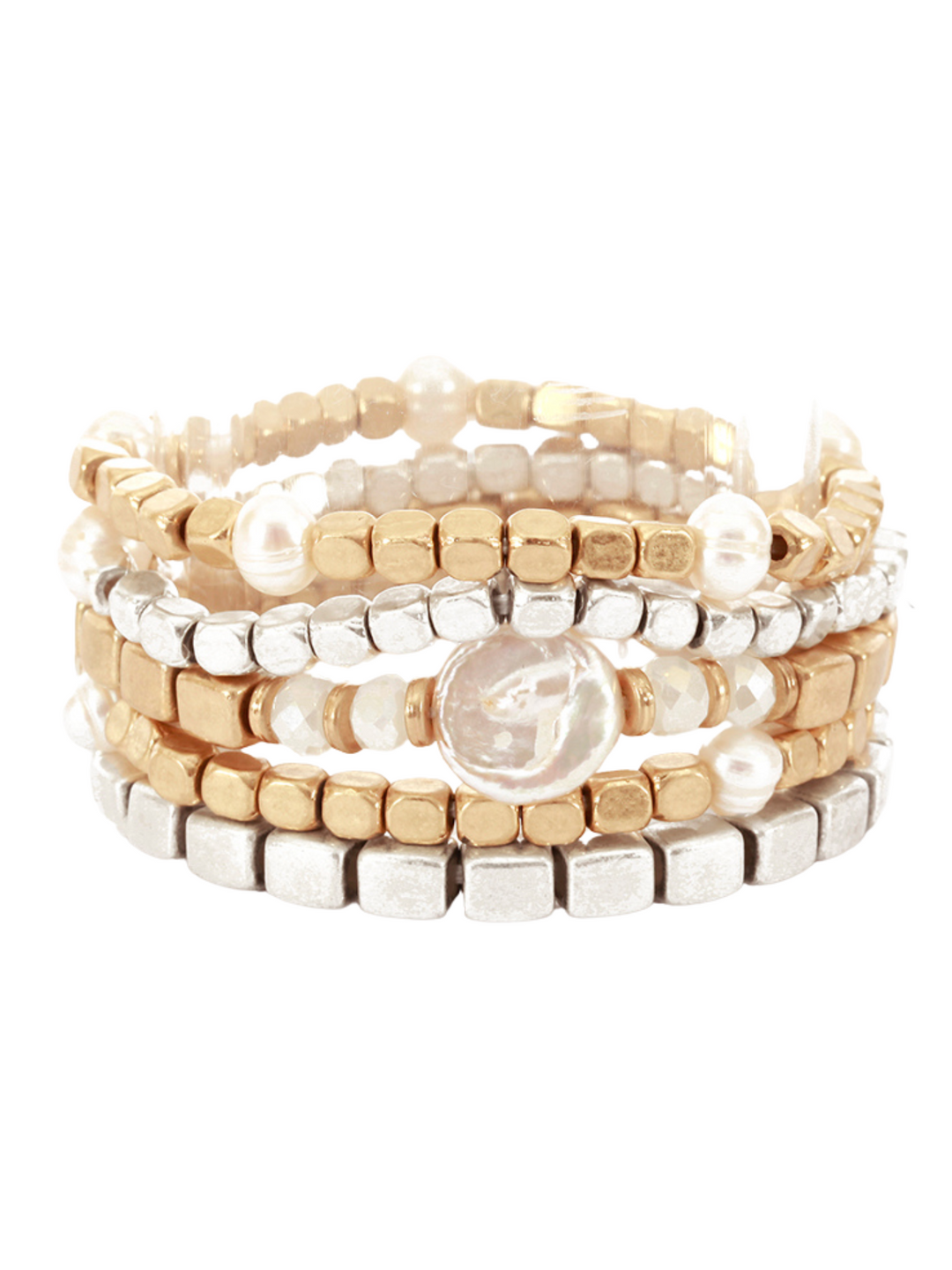 Pearl Metal Stackable Elastic Bracelet