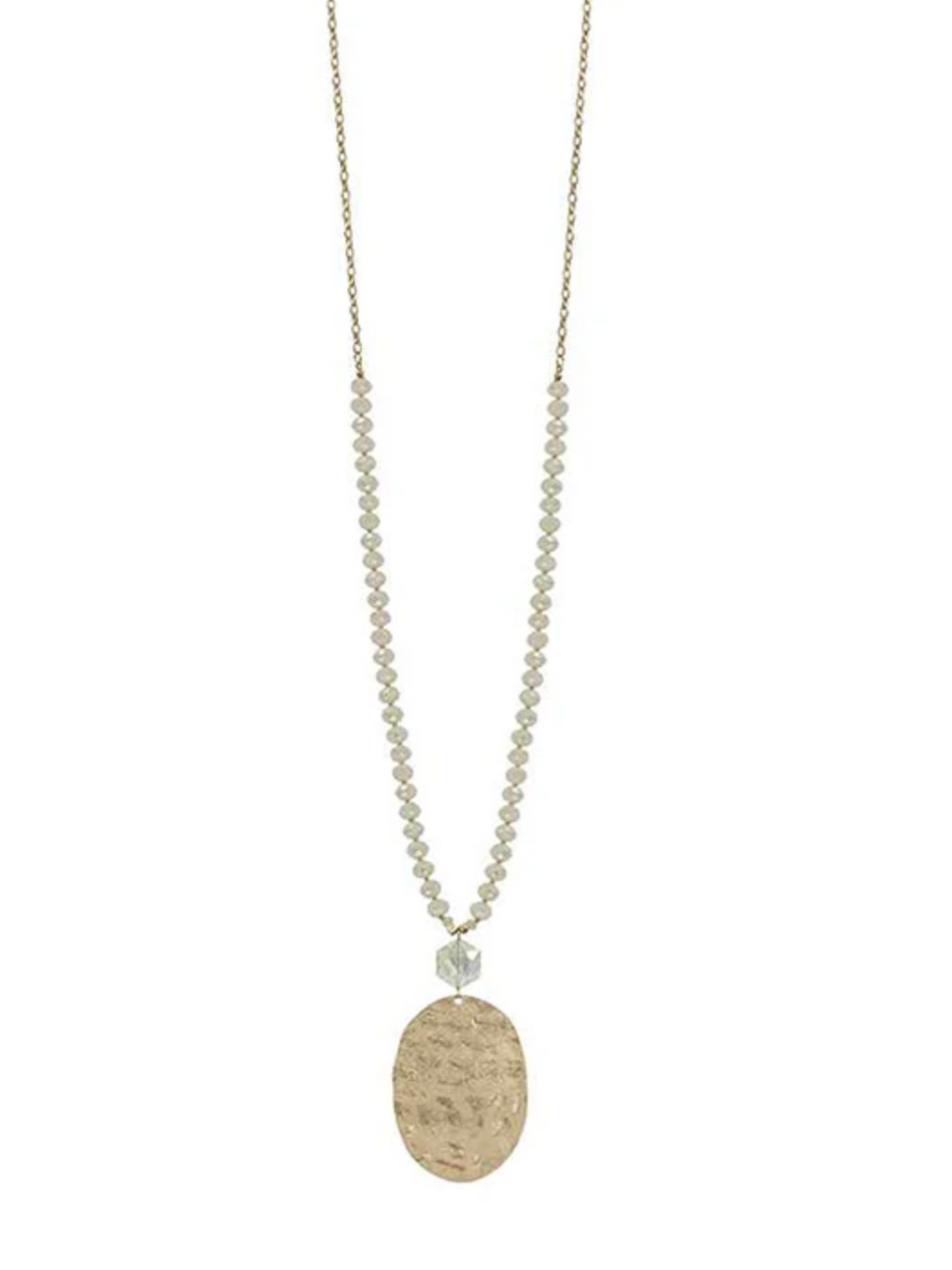 Oval Hammered Metal Necklace