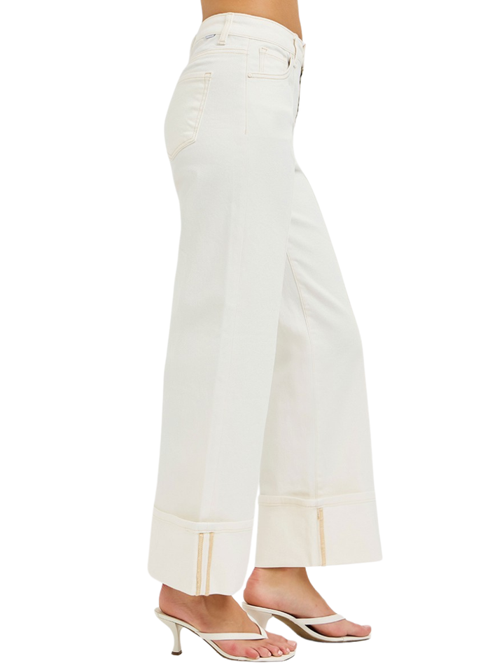 Lonely No More Tummy Control Crop Wide Leg Jeans