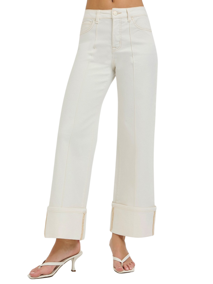 Lonely No More Tummy Control Crop Wide Leg Jeans