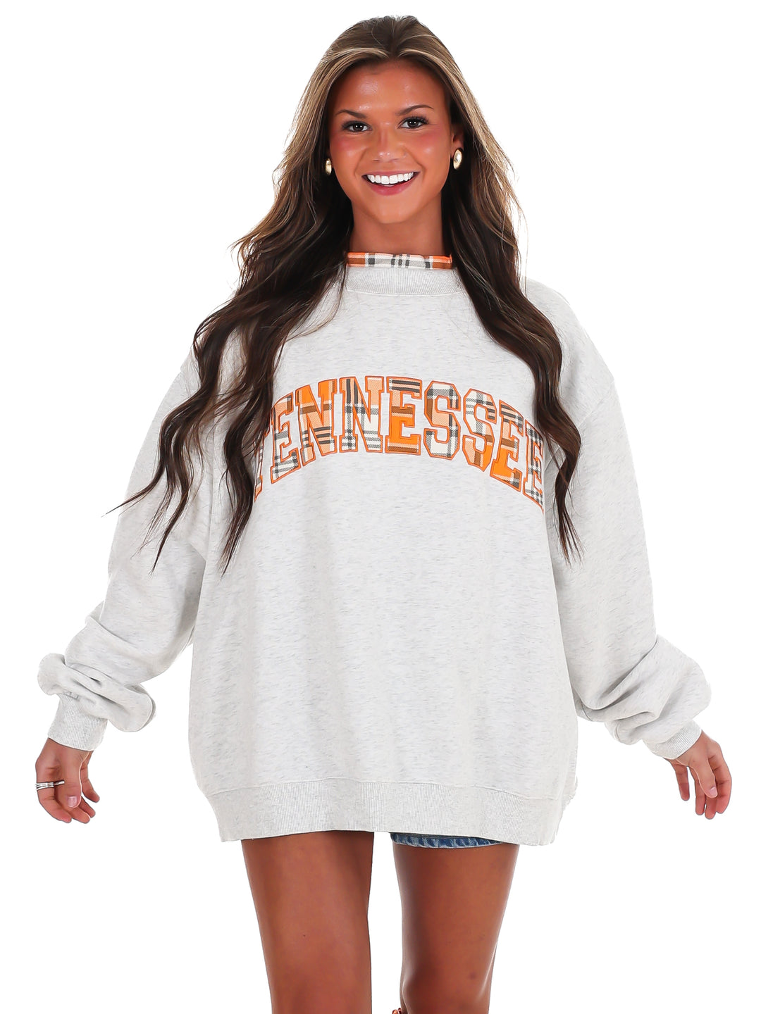 Tennessee Vols Varsity Plaid Mock Neck Sweatshirt