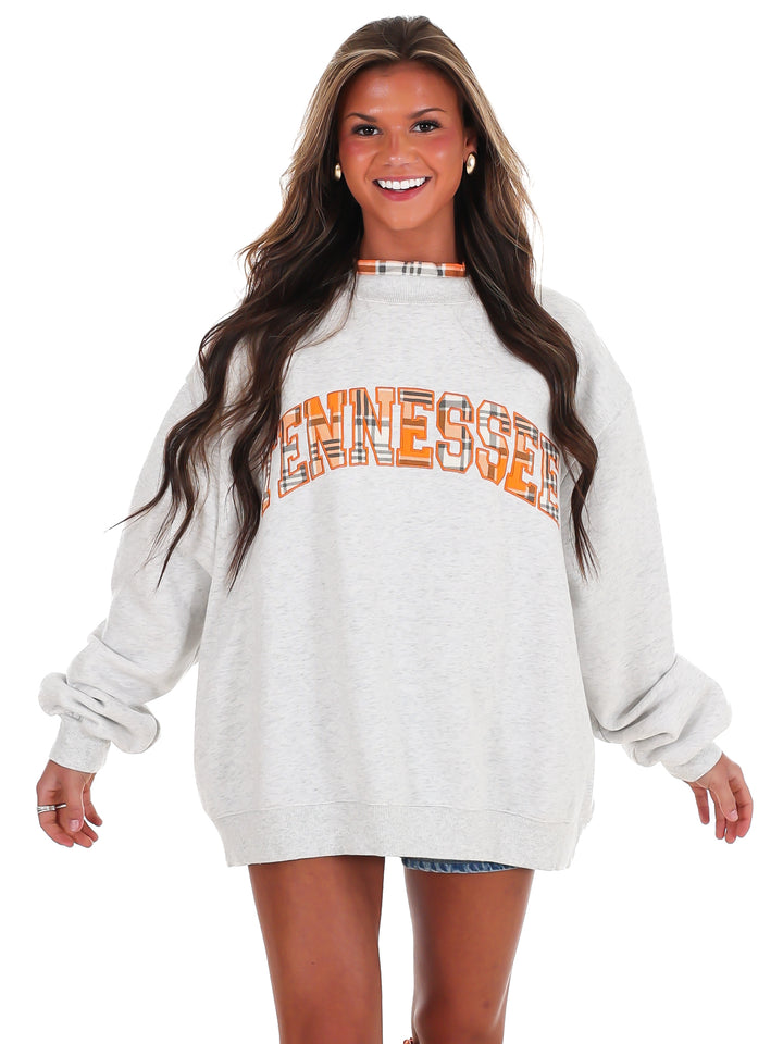 Tennessee Vols Varsity Plaid Mock Neck Sweatshirt