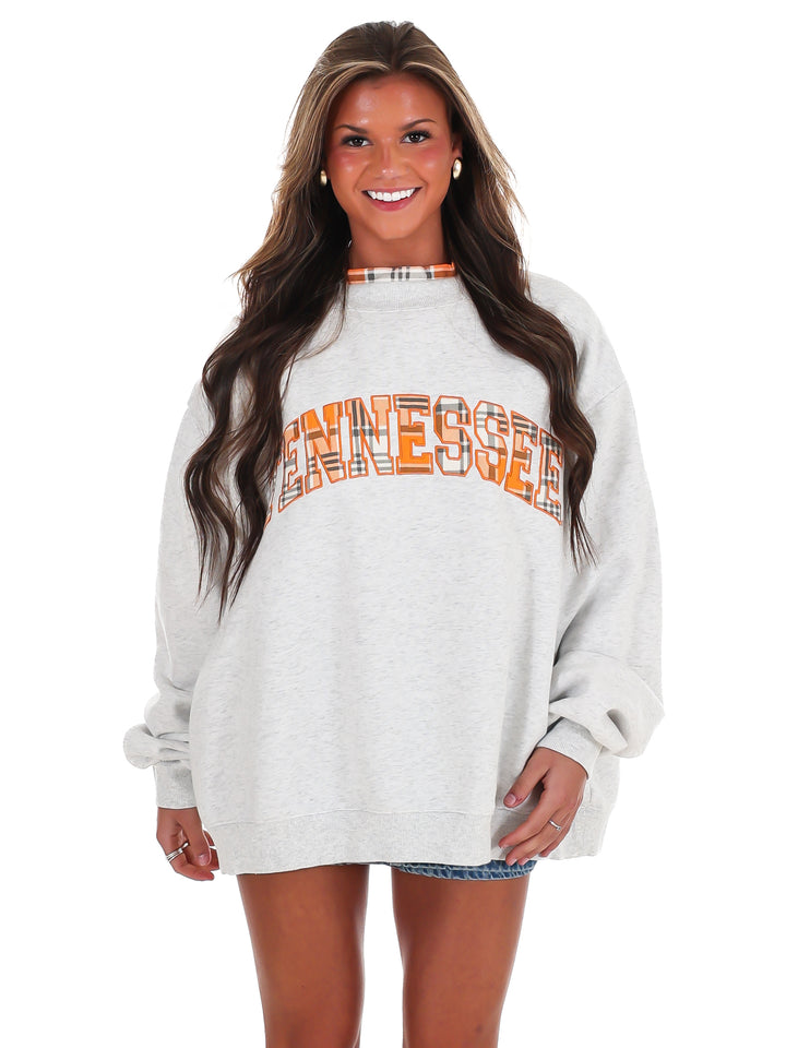 Tennessee Vols Varsity Plaid Mock Neck Sweatshirt