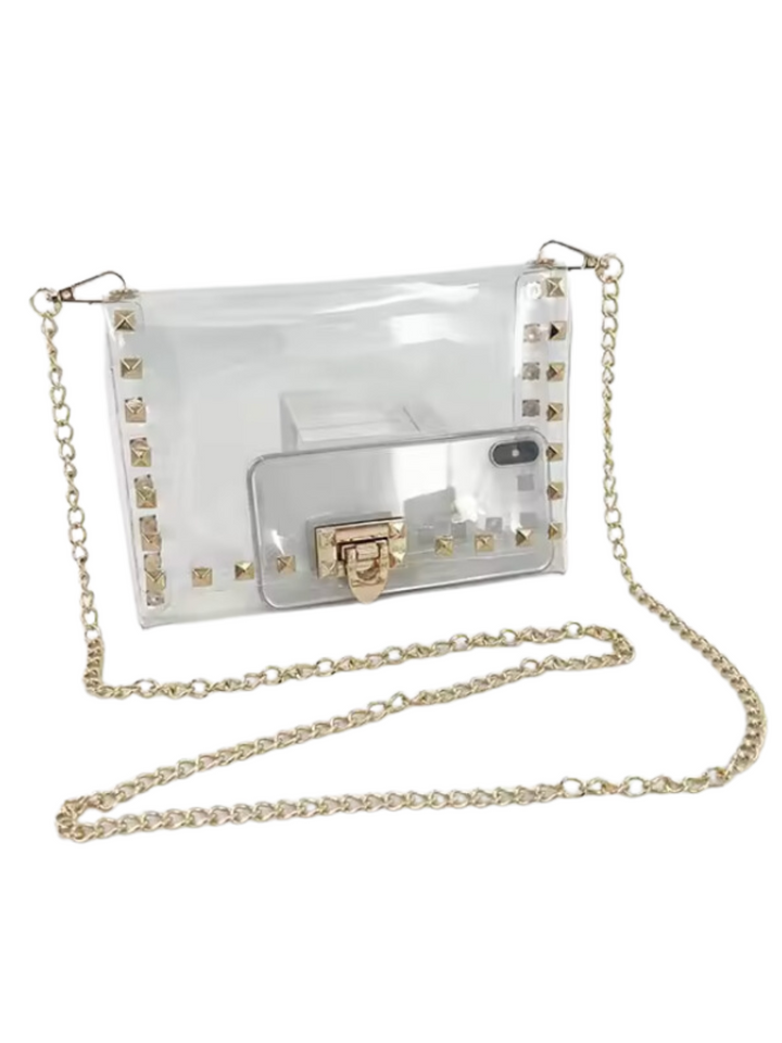 Clear Rivet Crossbody Purse