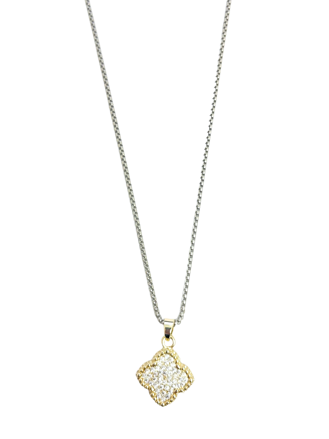 Rhinestone Clover Necklace