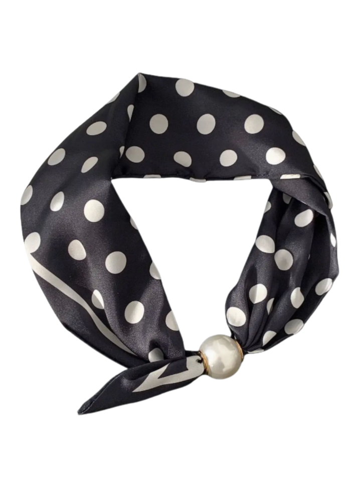 Vintage Print Pearl Magnetic Clasp Scarf