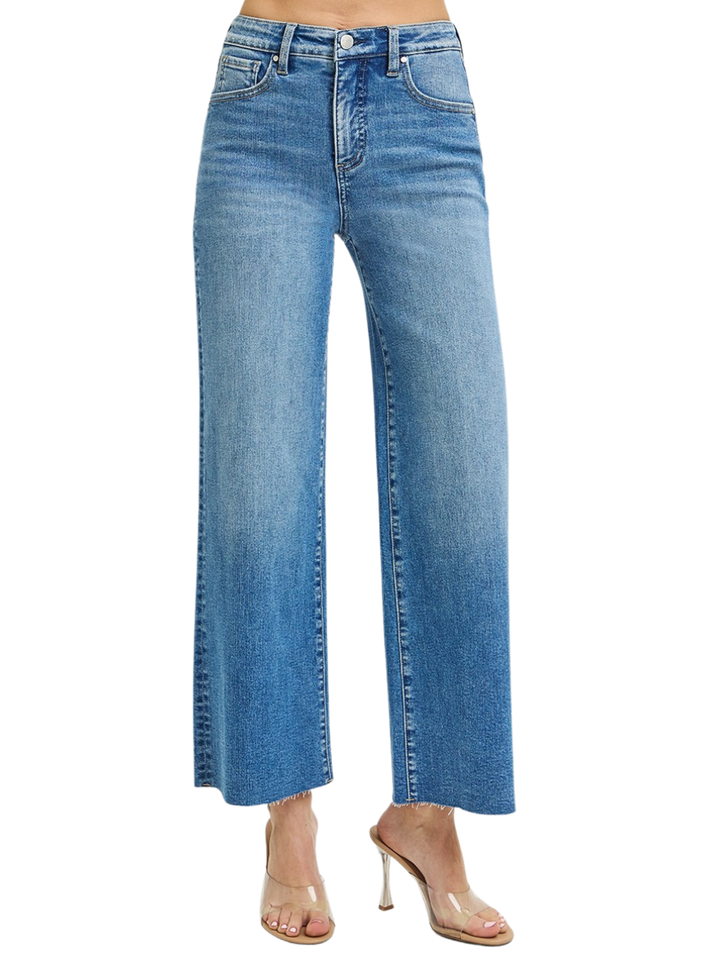 Tummy Control High Rise Crop Wide Leg Jeans
