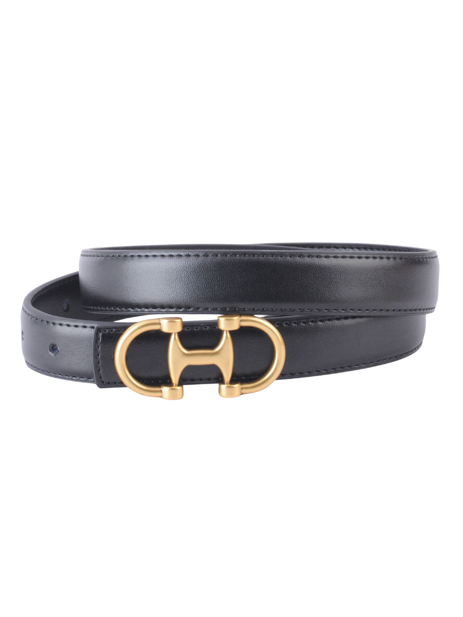 Stitched Clean Leather Belt With Equestrian Buckle