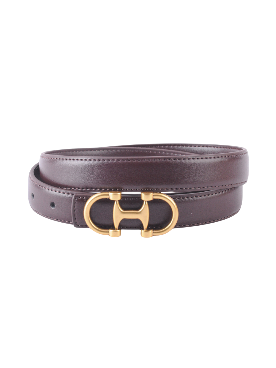 Stitched Clean Leather Belt With Equestrian Buckle