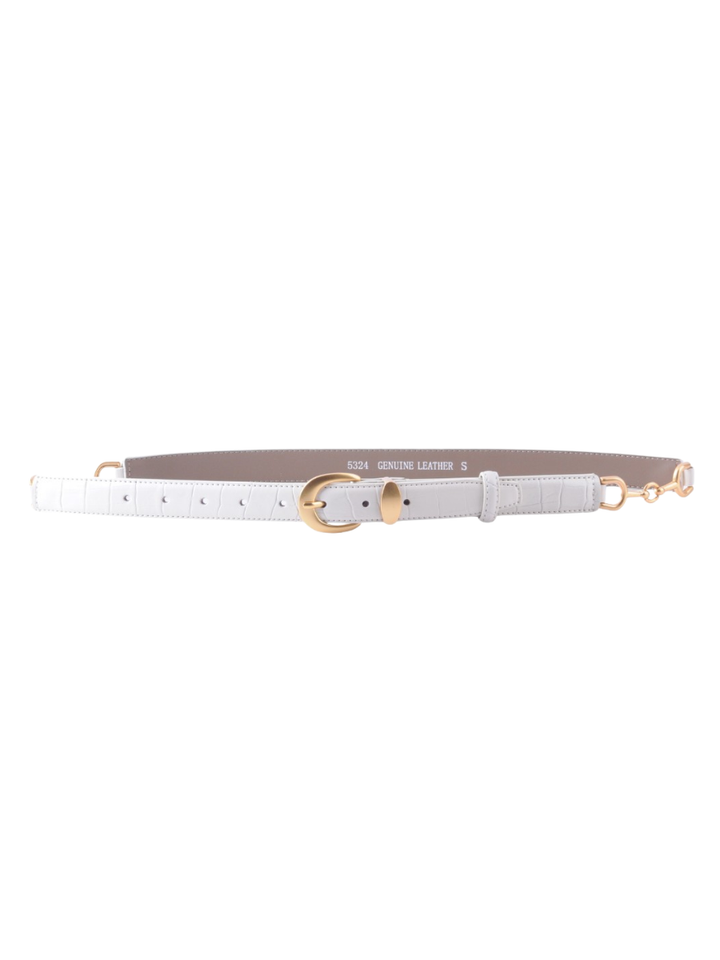 Skinny Croco Belt With Gold Hardware Connector