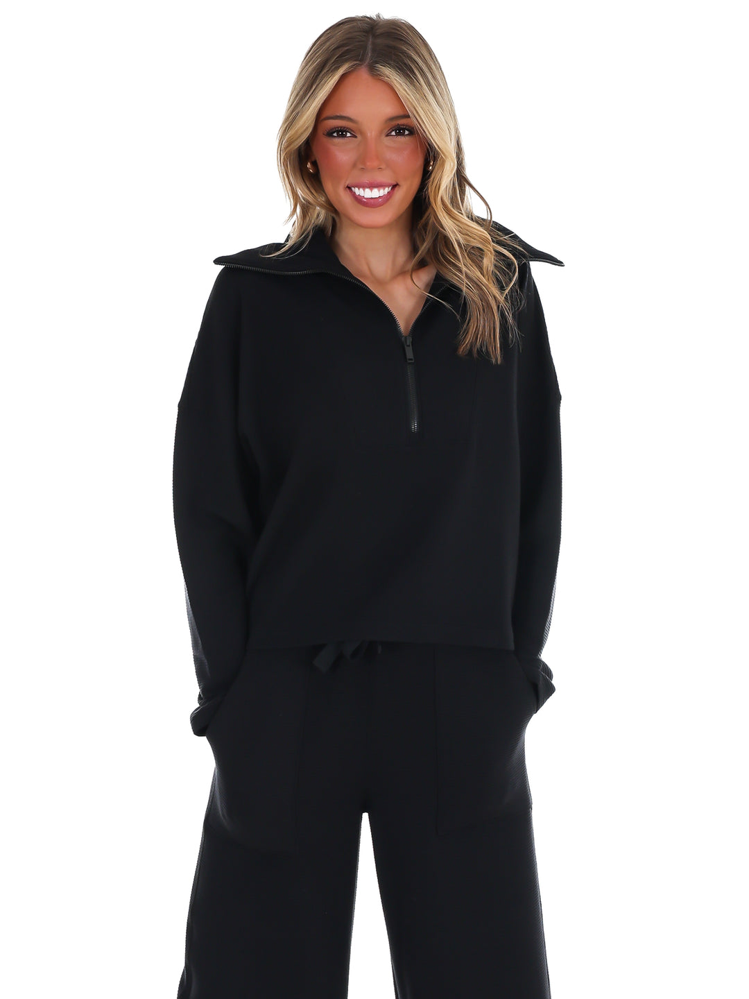 Spanx AirEssentials French Rib Half Zip Pullover
