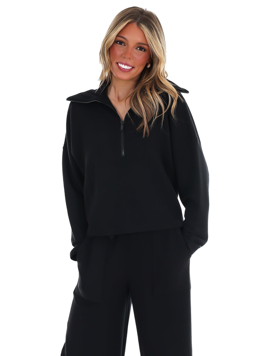 Spanx AirEssentials French Rib Half Zip Pullover