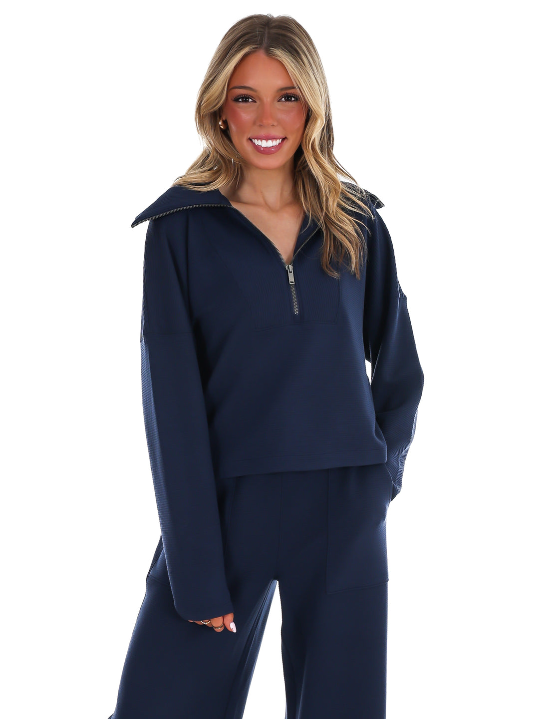 Spanx AirEssentials French Rib Half Zip Pullover