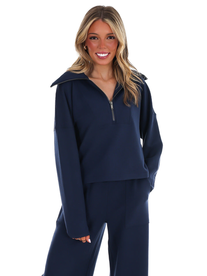 Spanx AirEssentials French Rib Half Zip Pullover