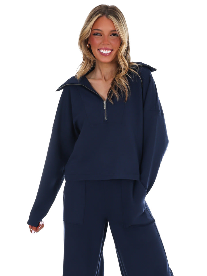Spanx AirEssentials French Rib Half Zip Pullover