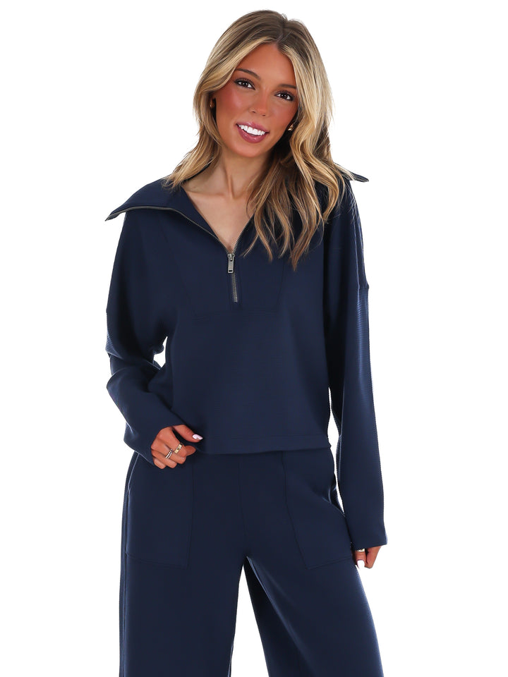 Spanx AirEssentials French Rib Half Zip Pullover