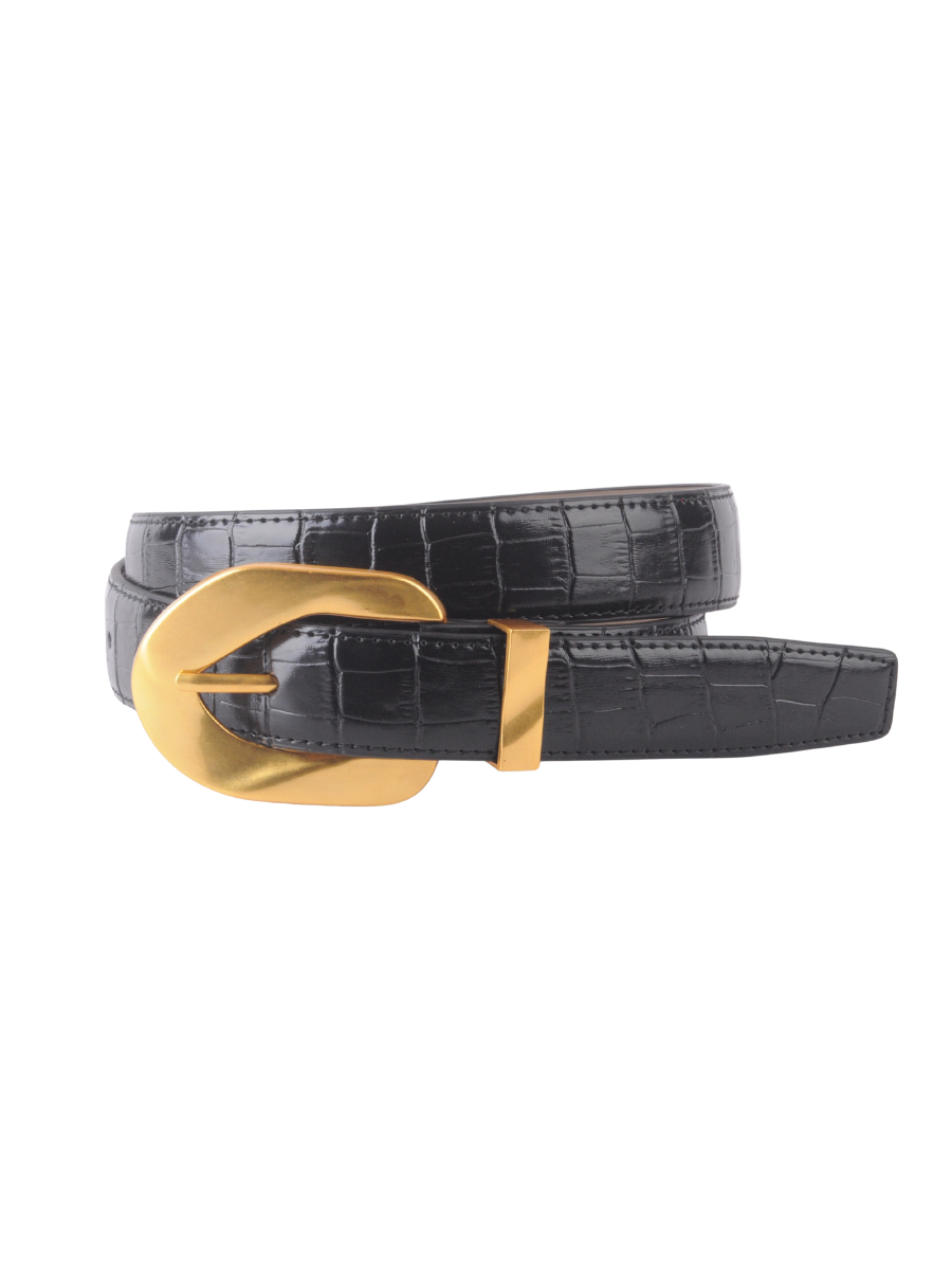 Opulent Croco Belt With Gold Buckle