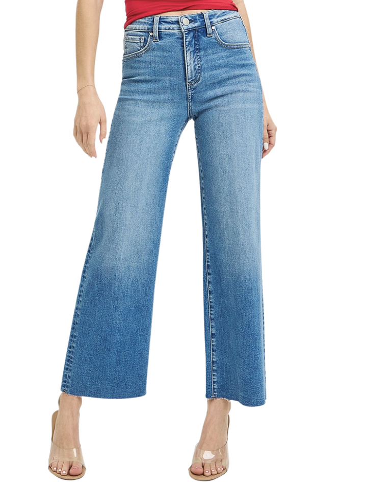 Tummy Control High Rise Crop Wide Leg Jeans