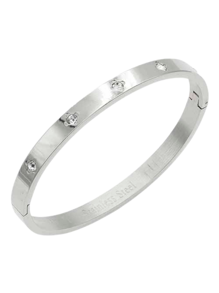Forever Bound Stainless Steel Hinged Bangle Bracelet