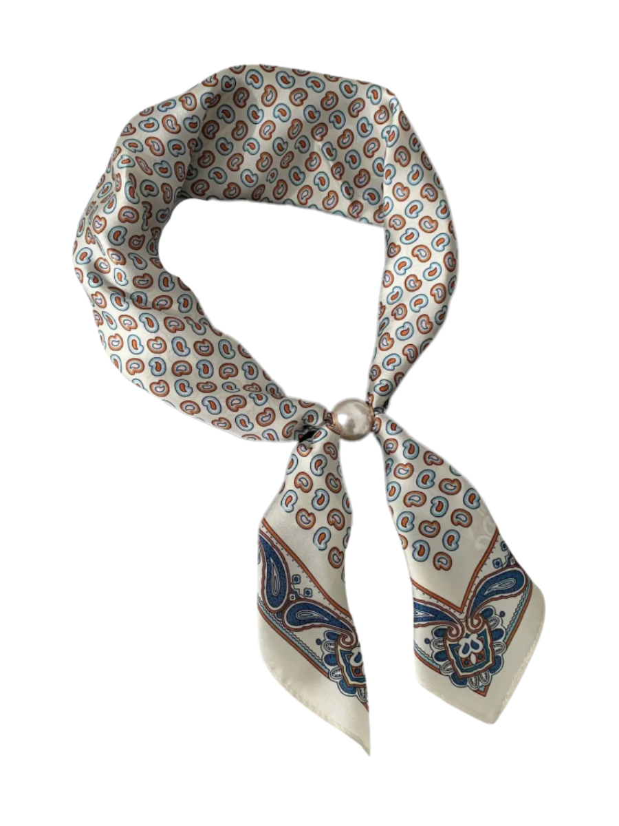 Printed Pearl Magnetic Clasp Scarf
