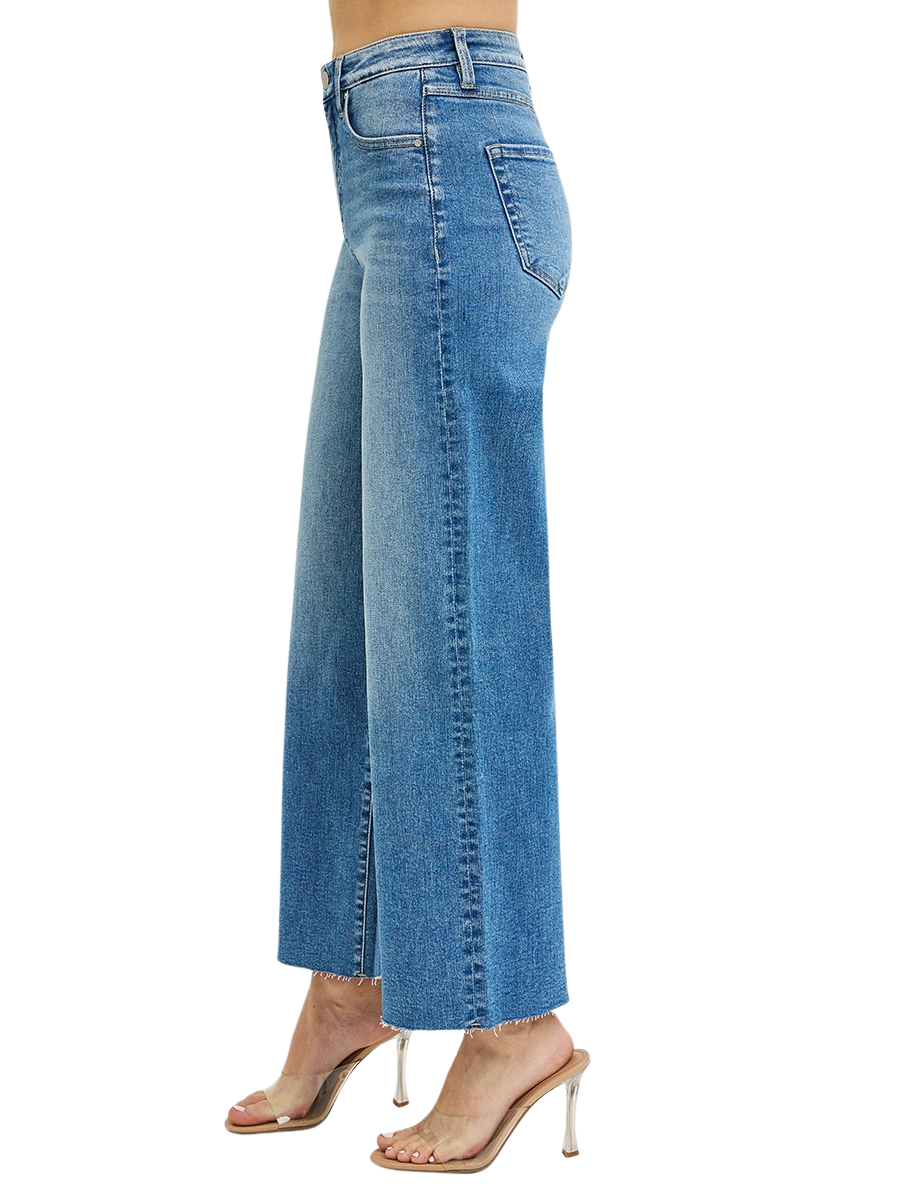 Tummy Control High Rise Crop Wide Leg Jeans
