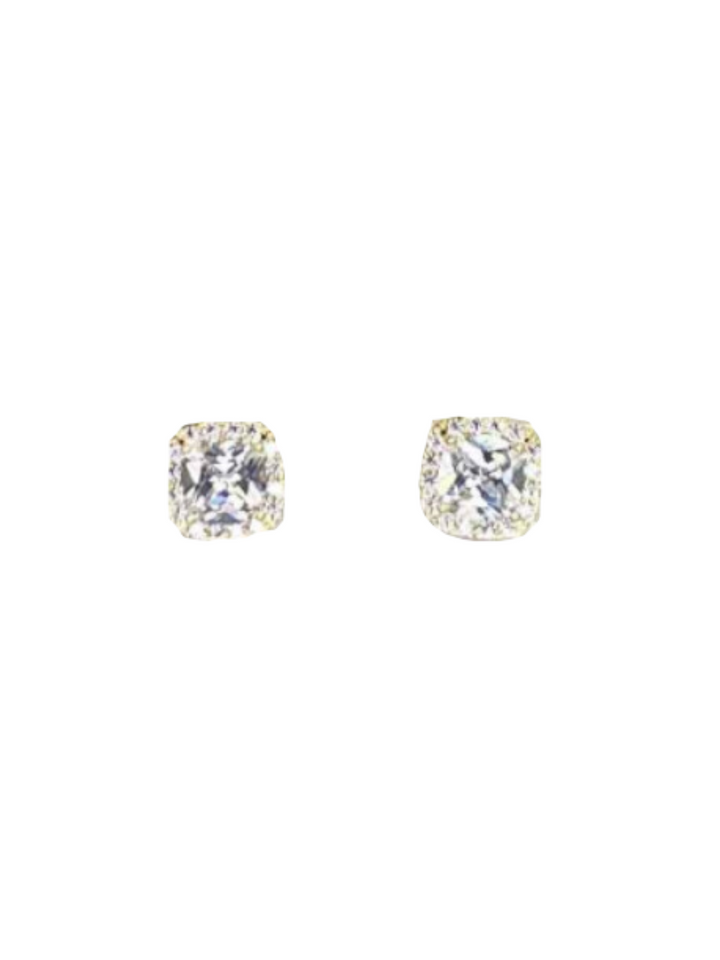 8MM Squared CZ Pave Earrings