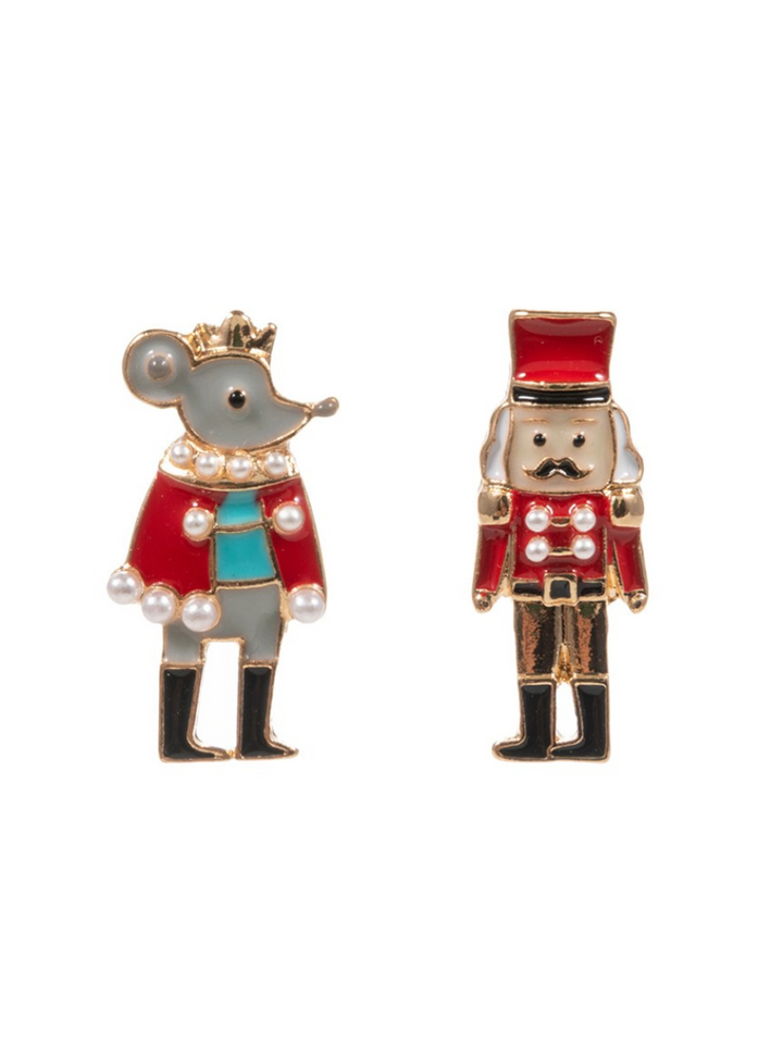 Christmas Nutcrack Mouse King Enamel Post Earrings