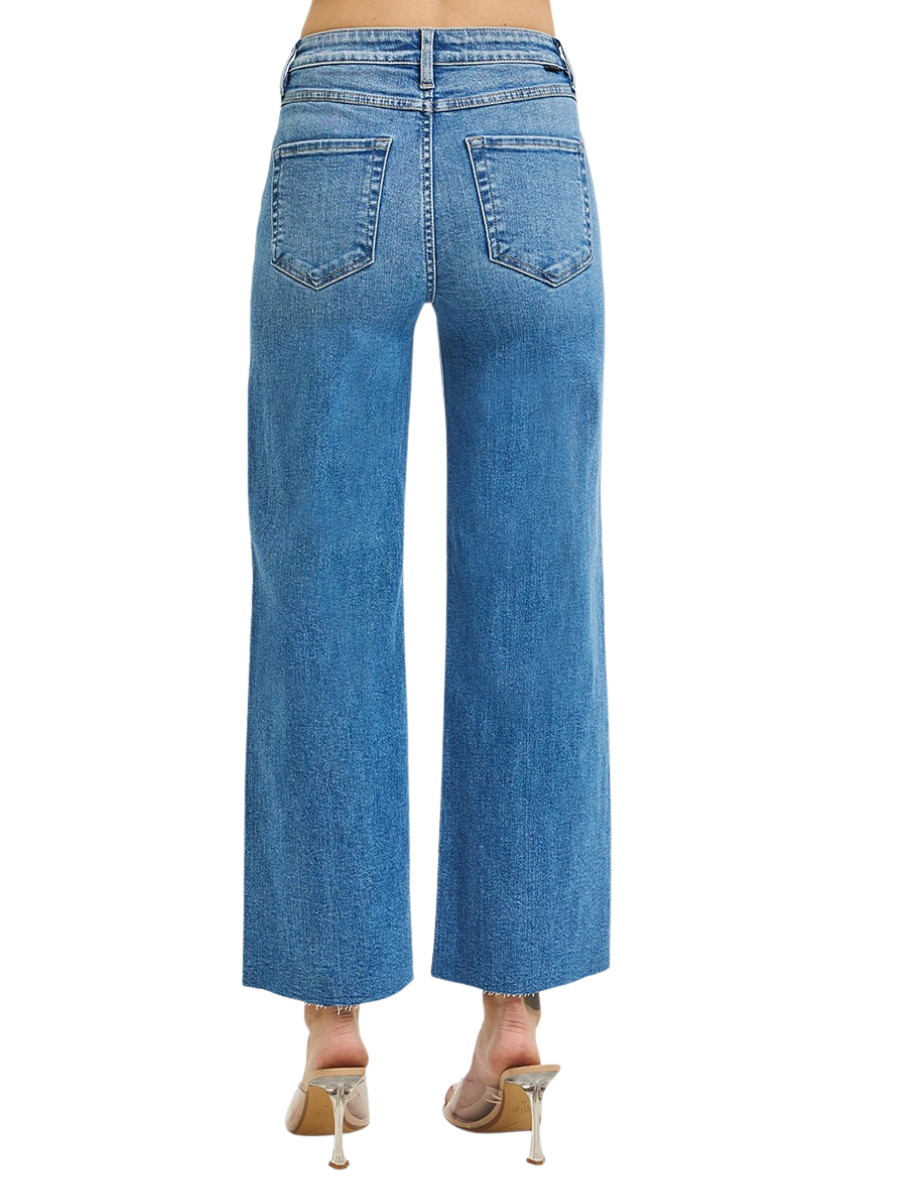 Tummy Control High Rise Crop Wide Leg Jeans