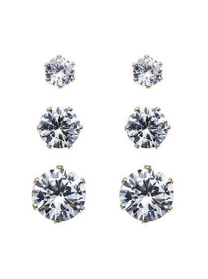 CZ Round 3 Pair Earring Set