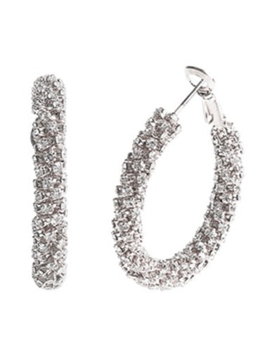 35mm Rhinestone Tube Stone Hoop Earring