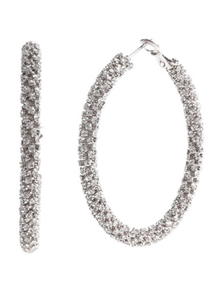 55mm Rhinestone Tube Stone Hoop Earring