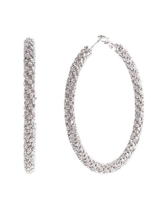 65mm Rhinestone Tube Stone Hoop Earring