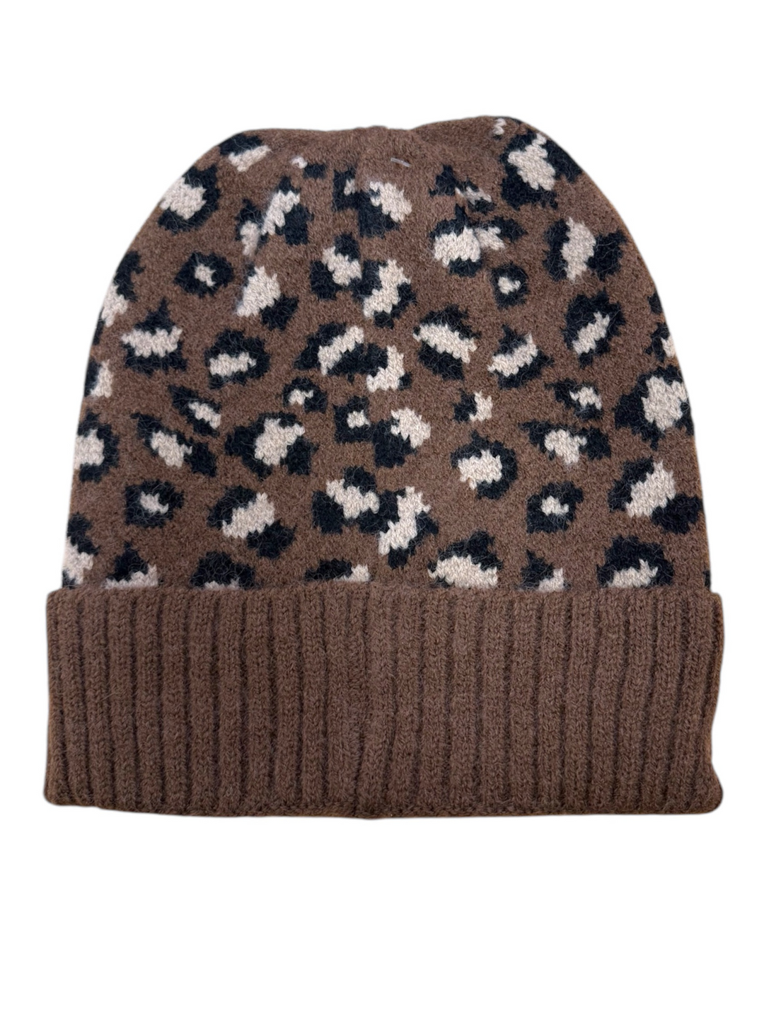 Leopard Ribbed Beanie with Cuff