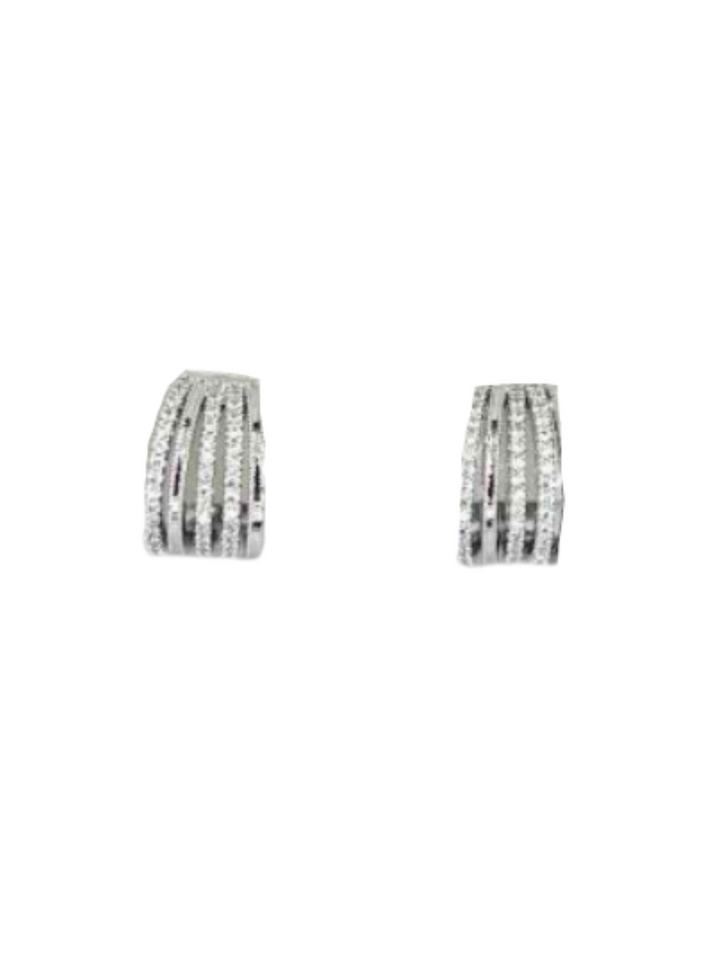 Metal CZ Pave Mix Stud Earring