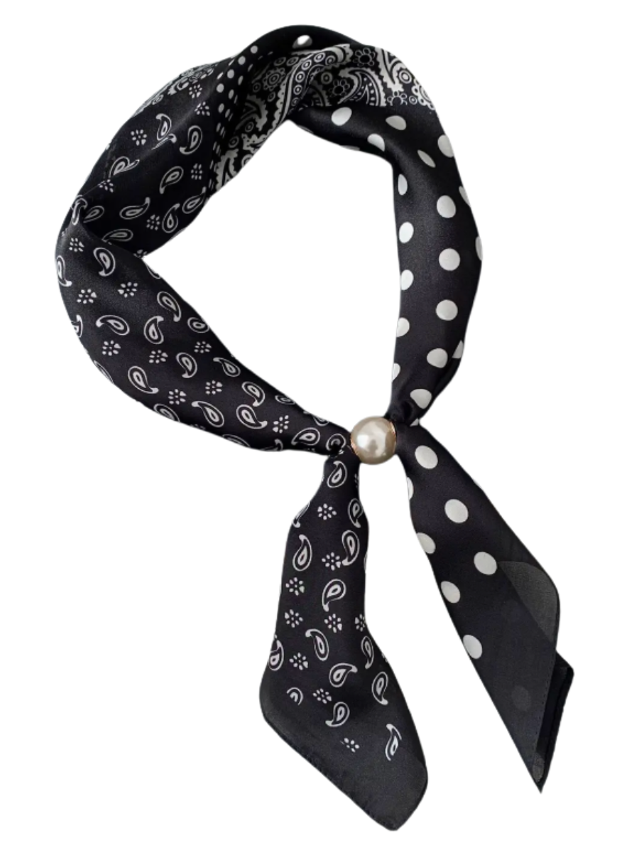 Printed Pearl Magnetic Clasp Scarf