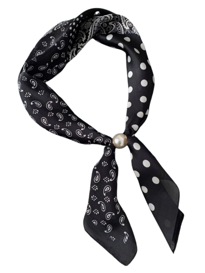 Printed Pearl Magnetic Clasp Scarf