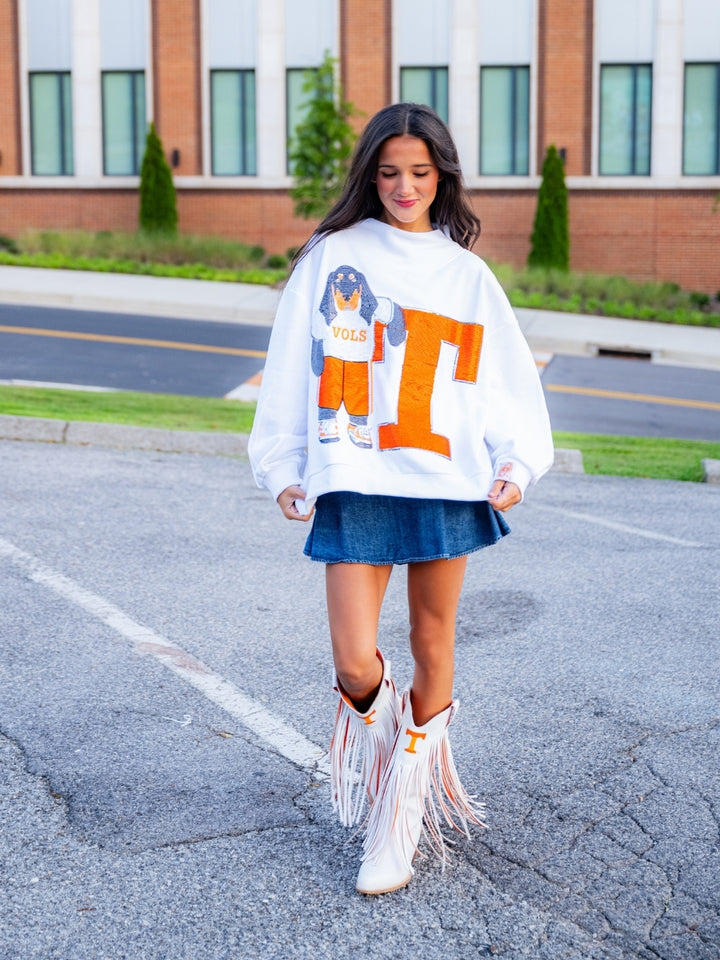 Tennessee Mascot Leaning on Letter Sweatshirt