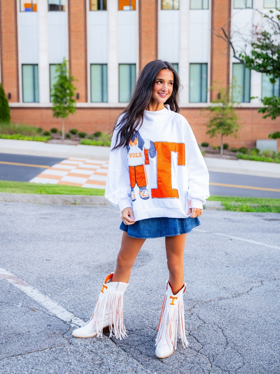 Tennessee Mascot Leaning on Letter Sweatshirt