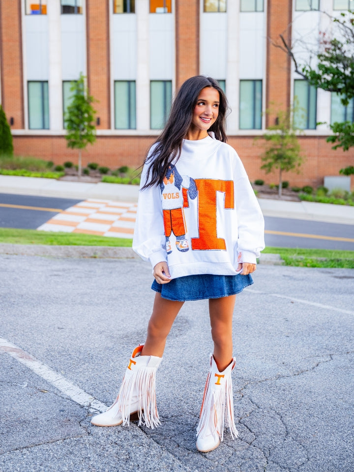 Tennessee Mascot Leaning on Letter Sweatshirt