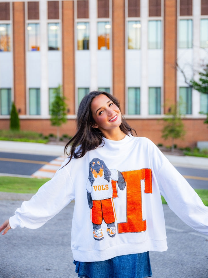 Tennessee Mascot Leaning on Letter Sweatshirt
