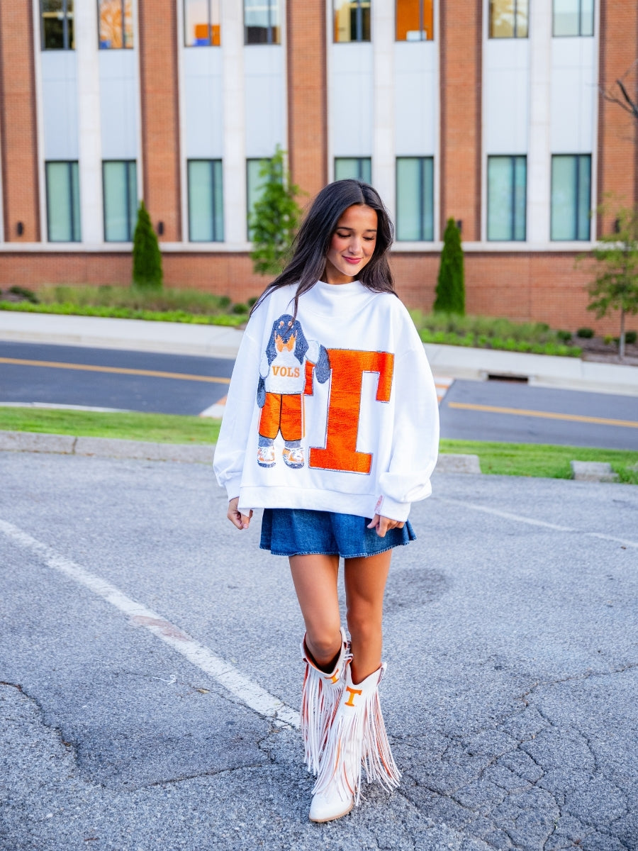Tennessee Mascot Leaning on Letter Sweatshirt